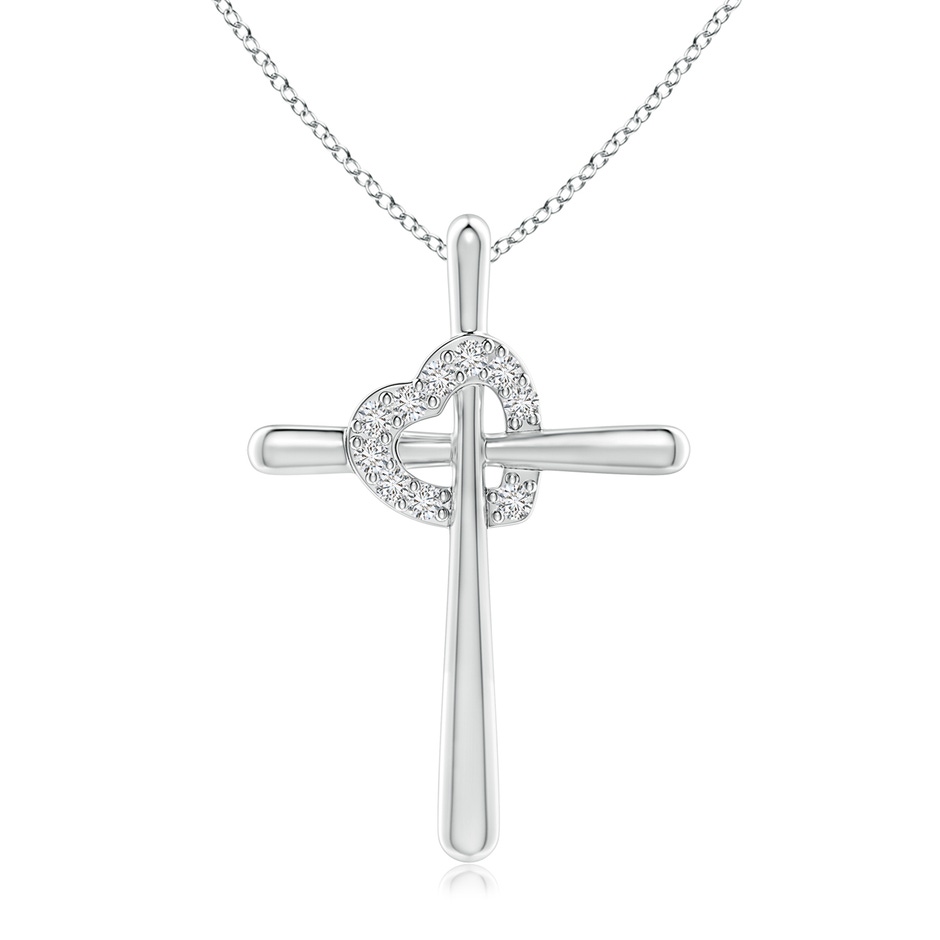 1.5mm HSI2 Cross Pendant with Diamond Heart in White Gold 