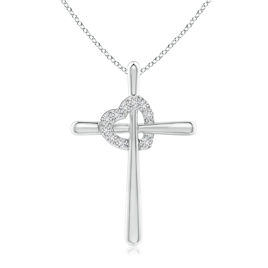 1.5mm HSI2 Cross Pendant with Diamond Heart in White Gold