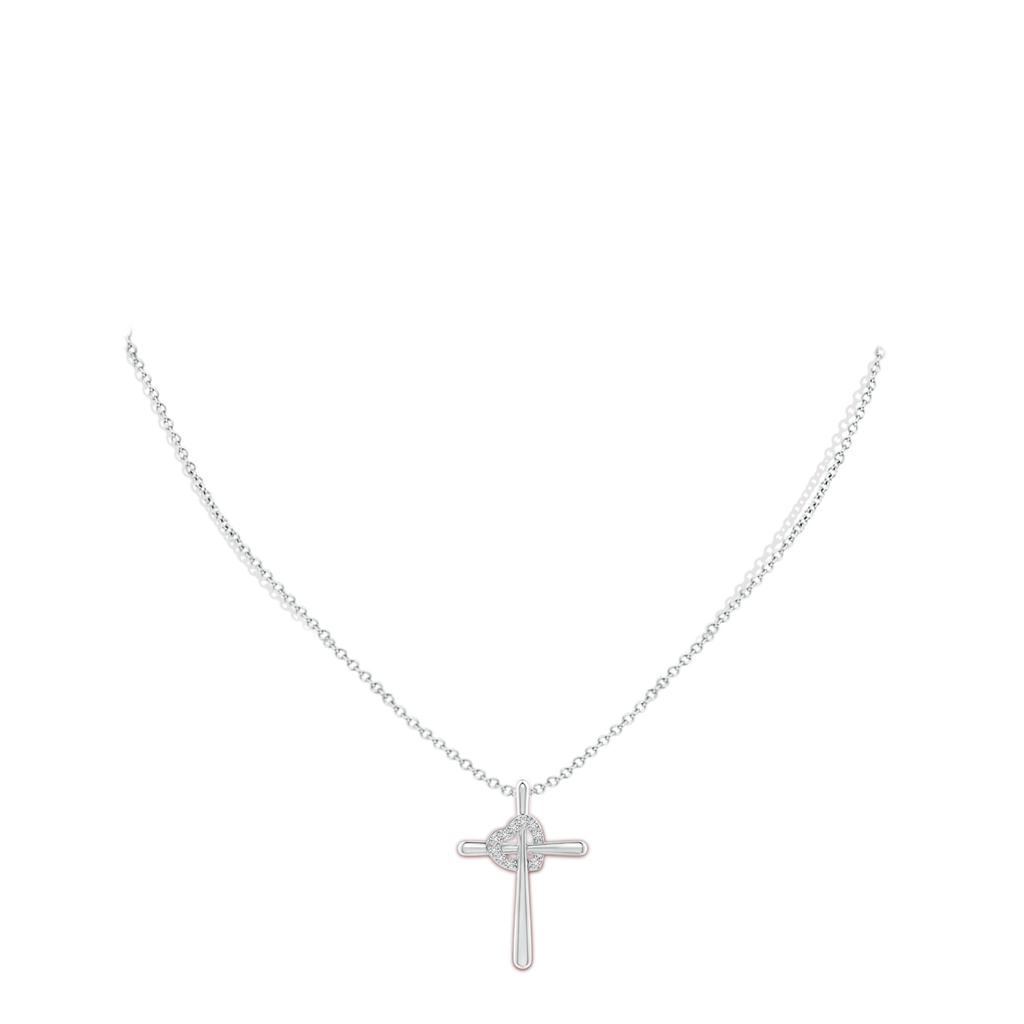 1.5mm HSI2 Cross Pendant with Diamond Heart in White Gold Body-Neck