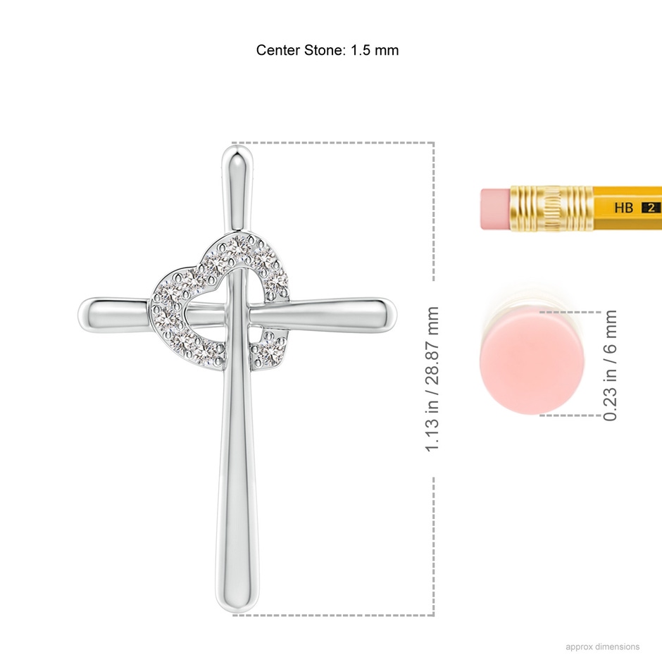 1.5mm IJI1I2 Cross Pendant with Diamond Heart in P950 Platinum ruler