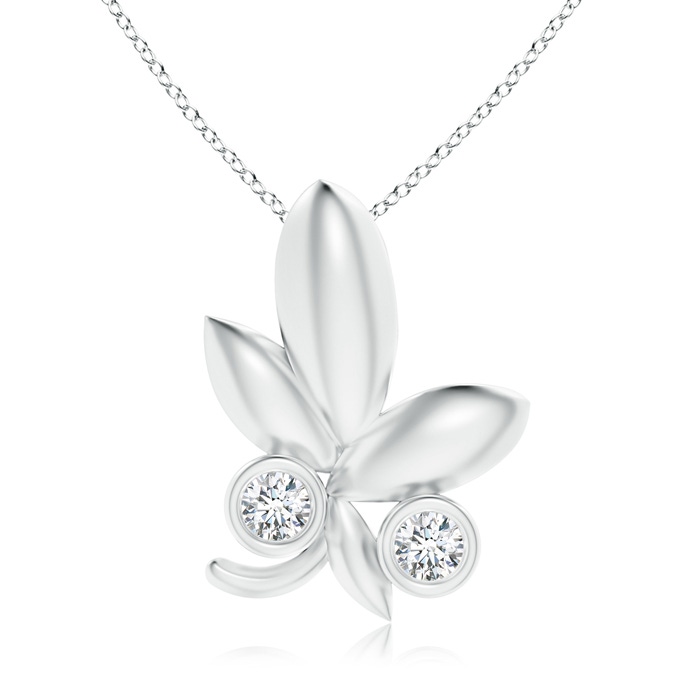 1.5mm GVS2 Lotus Bud Inspired Bezel-Set Diamond Pendant in White Gold