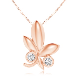 1.5mm HSI2 Lotus Bud Inspired Bezel-Set Diamond Pendant in 9K Rose Gold