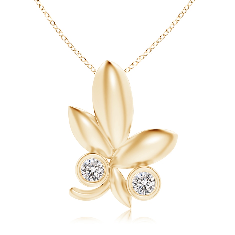1.5mm IJI1I2 Lotus Bud Inspired Bezel-Set Diamond Pendant in Yellow Gold 