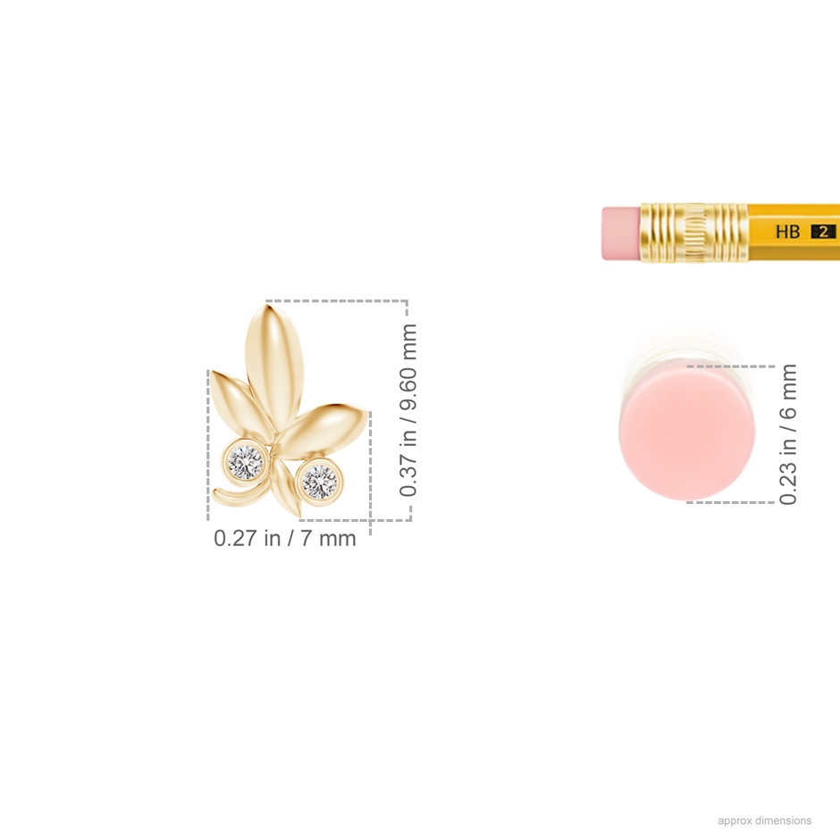1.5mm IJI1I2 Lotus Bud Inspired Bezel-Set Diamond Pendant in Yellow Gold ruler