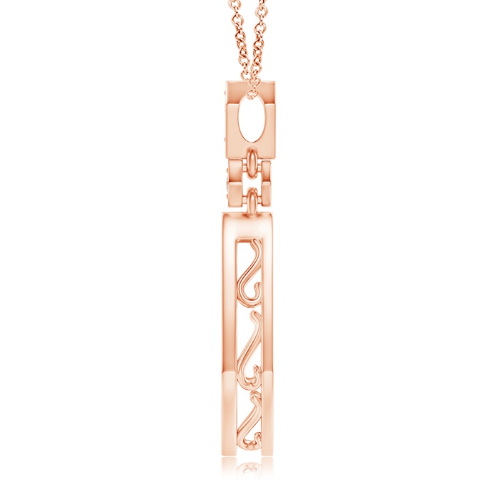 1.5mm HSI2 Art-Deco Inspired Pavé-Set Diamond Dangle Pendant in Rose Gold Product Image