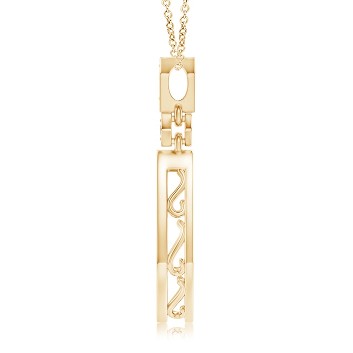 1.5mm HSI2 Art-Deco Inspired Pavé-Set Diamond Dangle Pendant in Yellow Gold product image