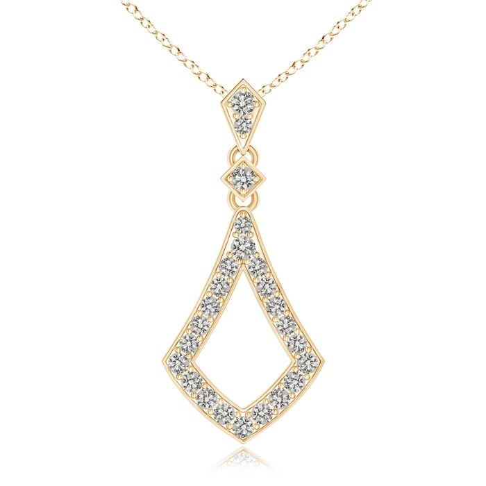 1.5mm KI3 Art-Deco Inspired Pavé-Set Diamond Dangle Pendant in Yellow Gold 