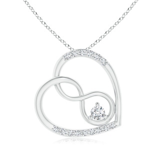 2.5mm GVS2 Diamond Tilted Infinity Heart Pendant in White Gold