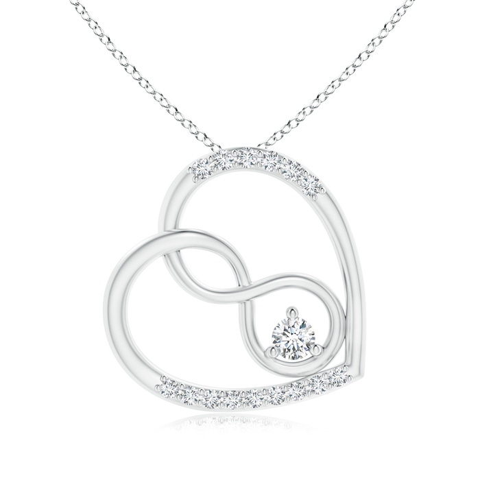 2.5mm GVS2 Diamond Tilted Infinity Heart Pendant in White Gold 