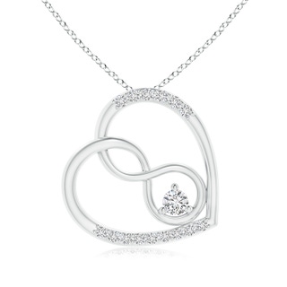 2.5mm HSI2 Diamond Tilted Infinity Heart Pendant in White Gold