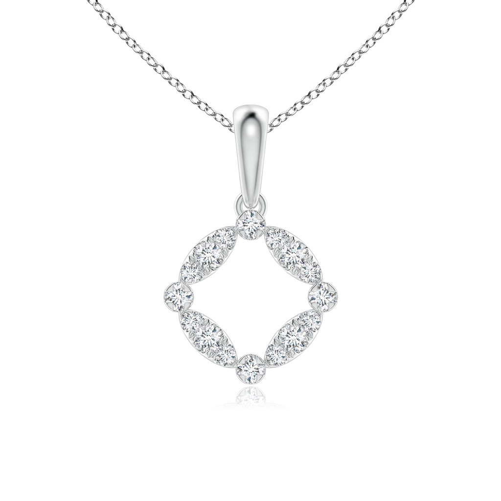 1.65mm GVS2 Marquise and Dot Diamond Circle Pendant in White Gold