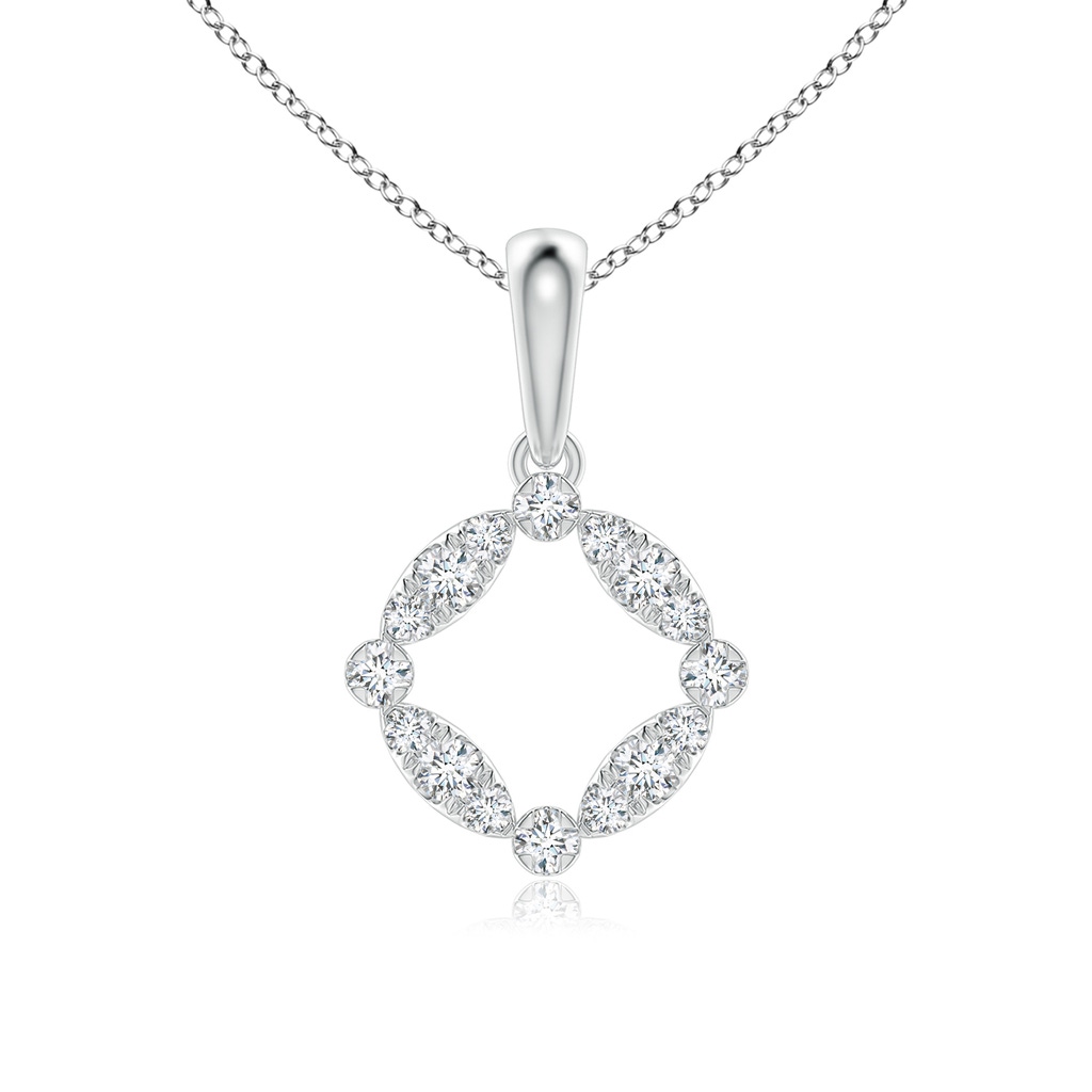 1.75mm GVS2 Marquise and Dot Diamond Circle Pendant in White Gold