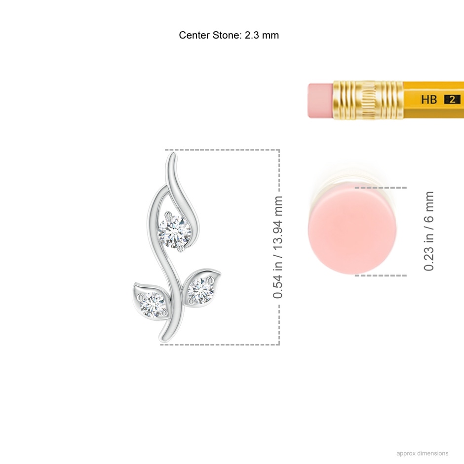 2.3mm GVS2 Classic Diamond Leaf and Vine Pendant in P950 Platinum ruler
