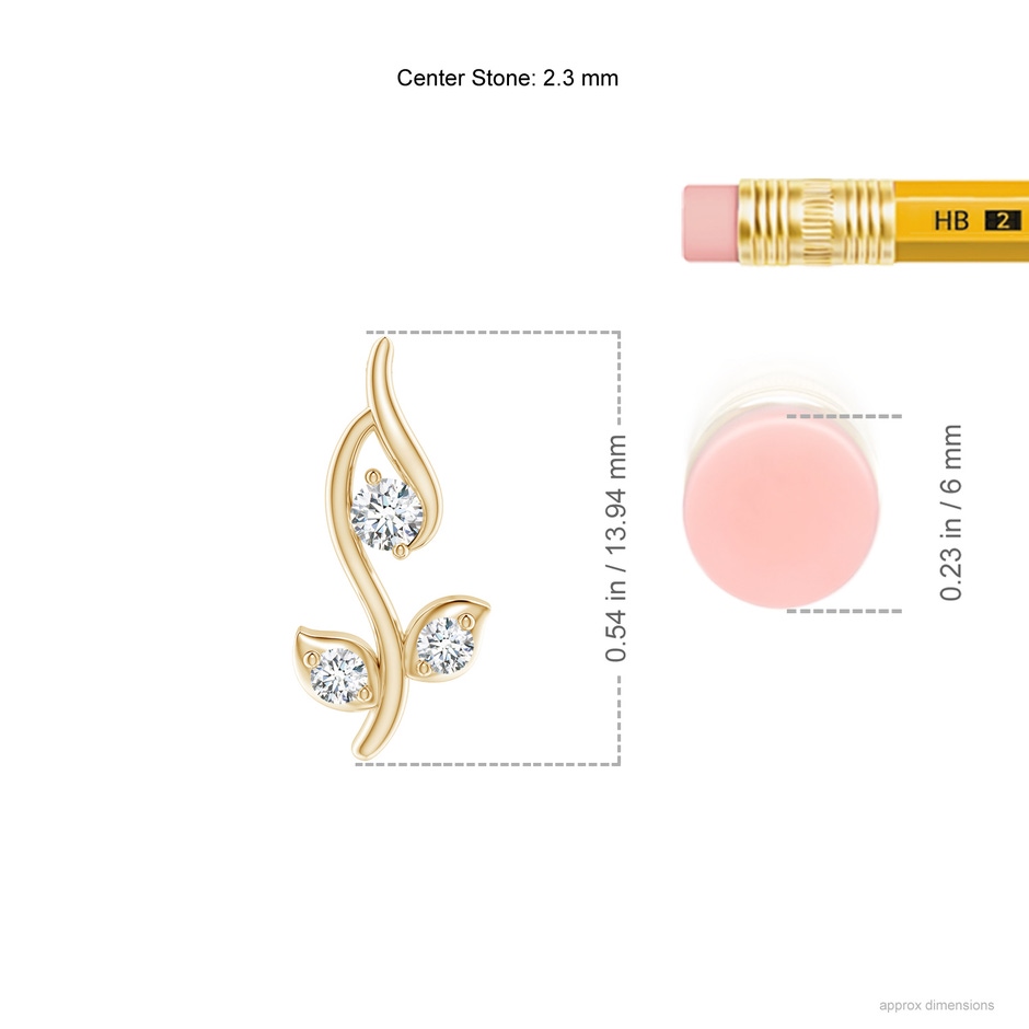 2.3mm GVS2 Classic Diamond Leaf and Vine Pendant in Yellow Gold ruler