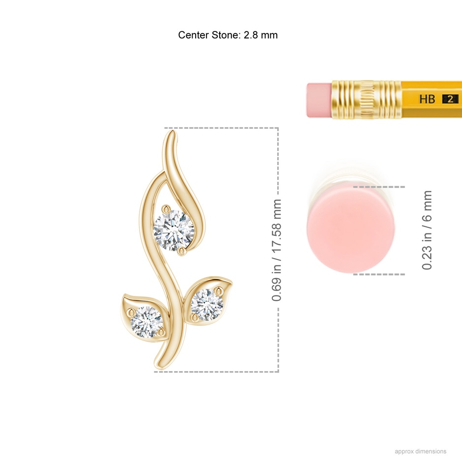 2.8mm GVS2 Classic Diamond Leaf and Vine Pendant in Yellow Gold ruler