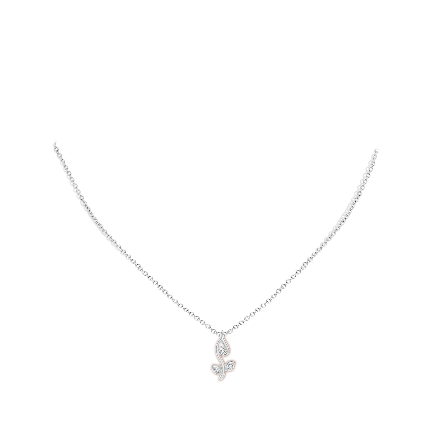 2.8mm HSI2 Classic Diamond Leaf and Vine Pendant in White Gold - body_neck
