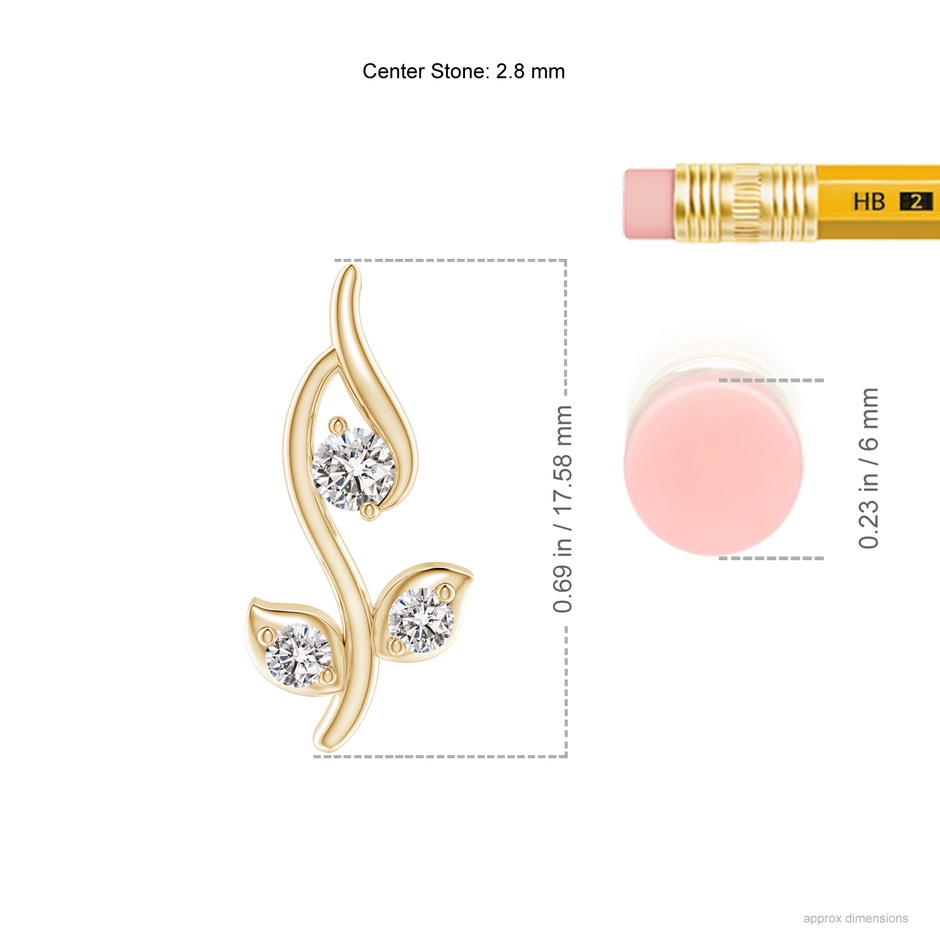 2.8mm IJI1I2 Classic Diamond Leaf and Vine Pendant in Yellow Gold ruler