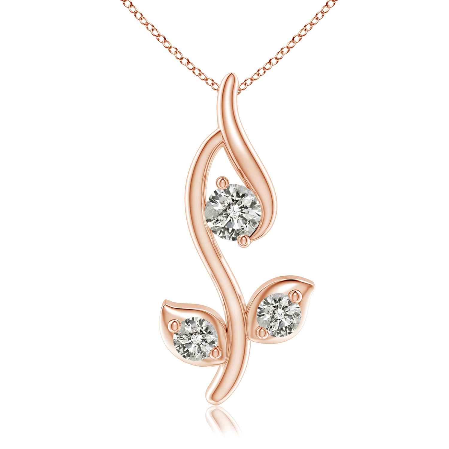 2.8mm KI3 Classic Diamond Leaf and Vine Pendant in Rose Gold
