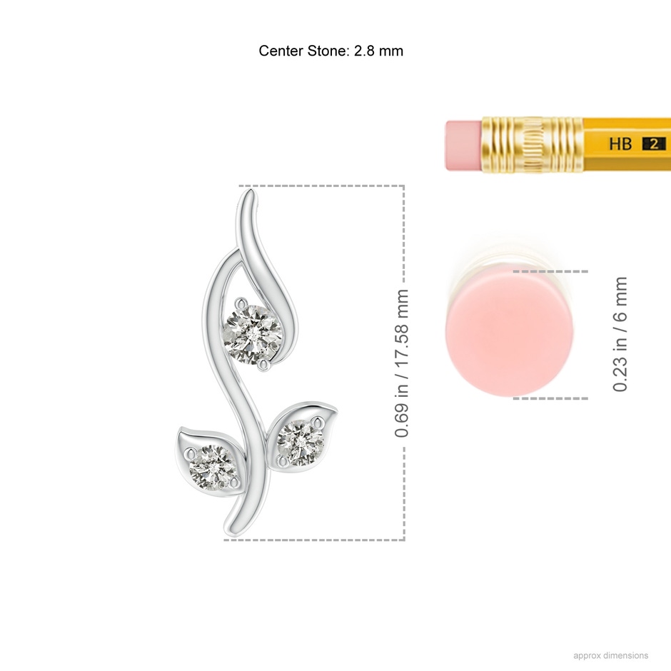 2.8mm KI3 Classic Diamond Leaf and Vine Pendant in White Gold ruler