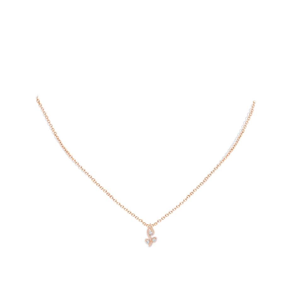 2mm GVS2 Classic Diamond Leaf and Vine Pendant in Rose Gold body-neck