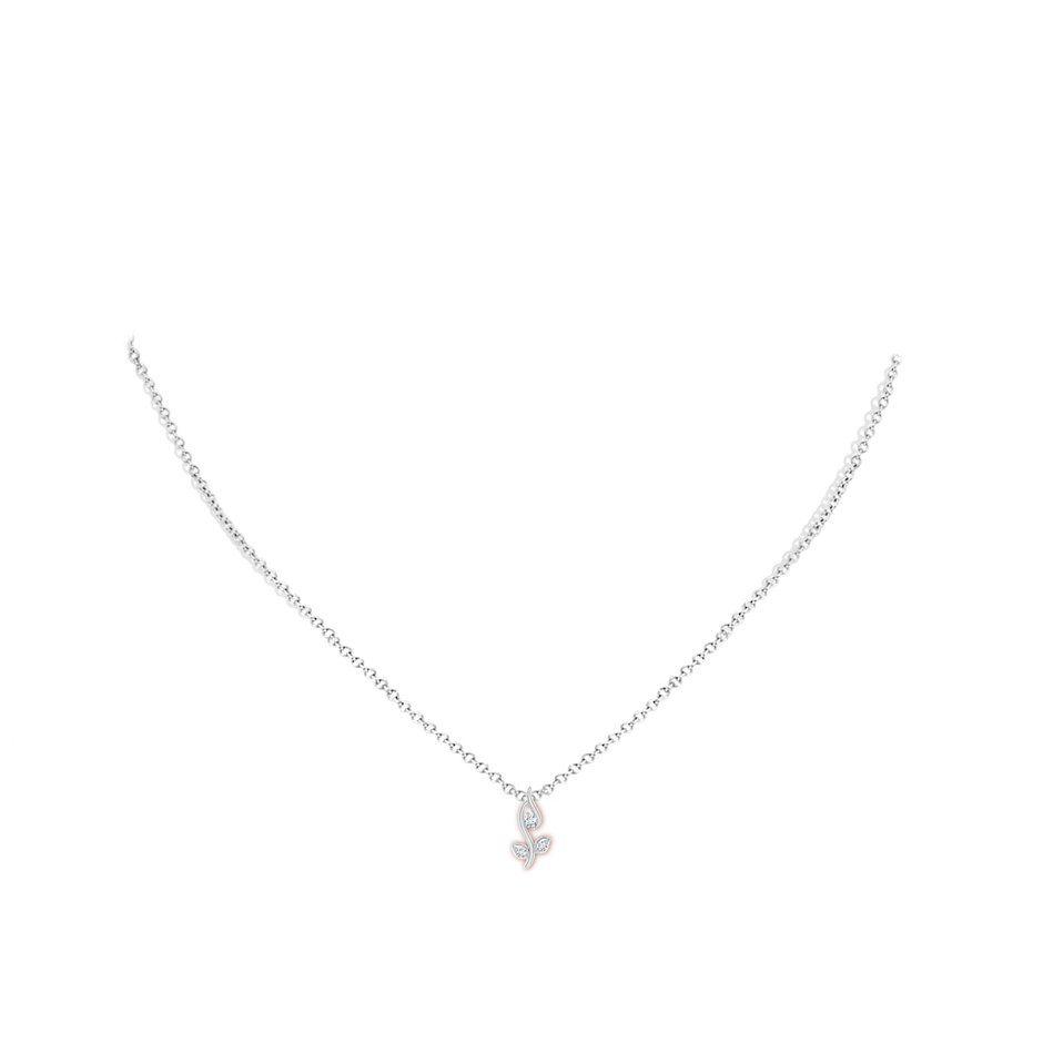 2mm GVS2 Classic Diamond Leaf and Vine Pendant in White Gold body-neck