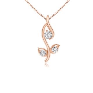 2mm HSI2 Classic Diamond Leaf and Vine Pendant in 10K Rose Gold