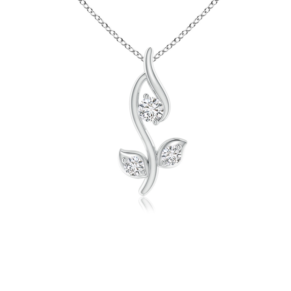 2mm HSI2 Classic Diamond Leaf and Vine Pendant in White Gold 
