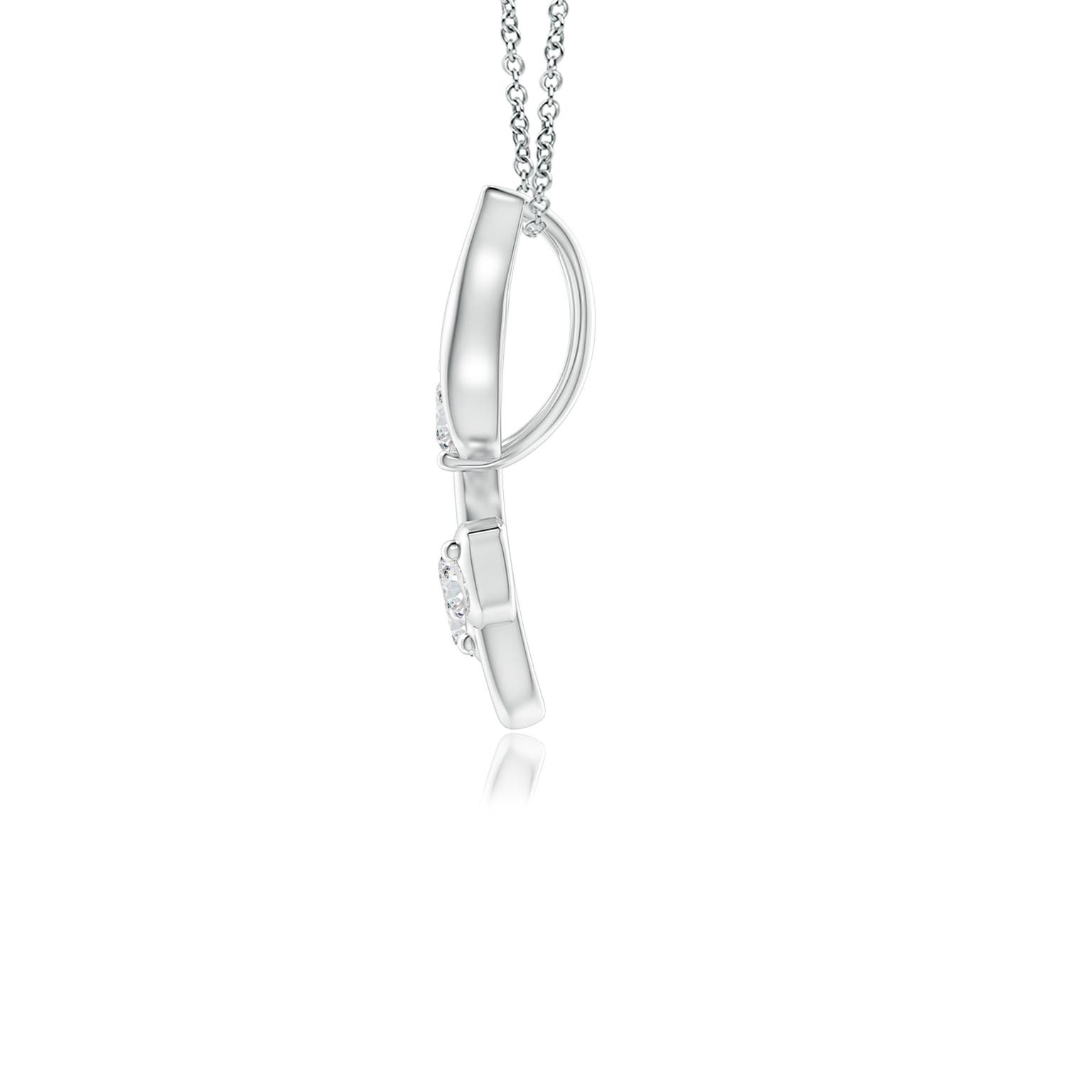 2mm HSI2 Classic Diamond Leaf and Vine Pendant in White Gold