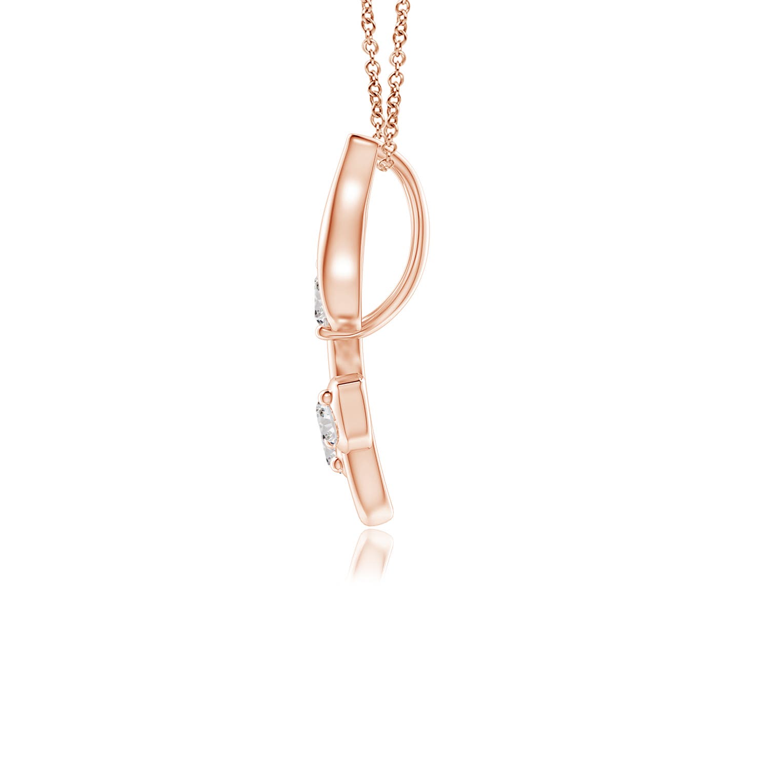 2mm IJI1I2 Classic Diamond Leaf and Vine Pendant in Rose Gold