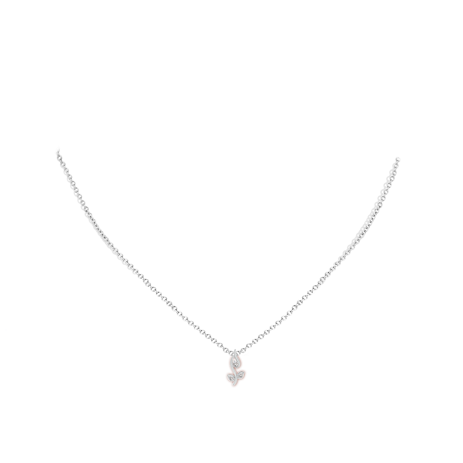 2mm IJI1I2 Classic Diamond Leaf and Vine Pendant in White Gold body-neck
