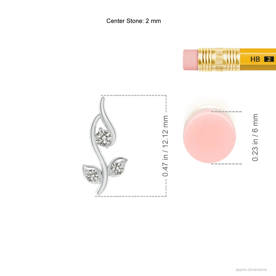 2mm KI3 Classic Diamond Leaf and Vine Pendant in White Gold ruler