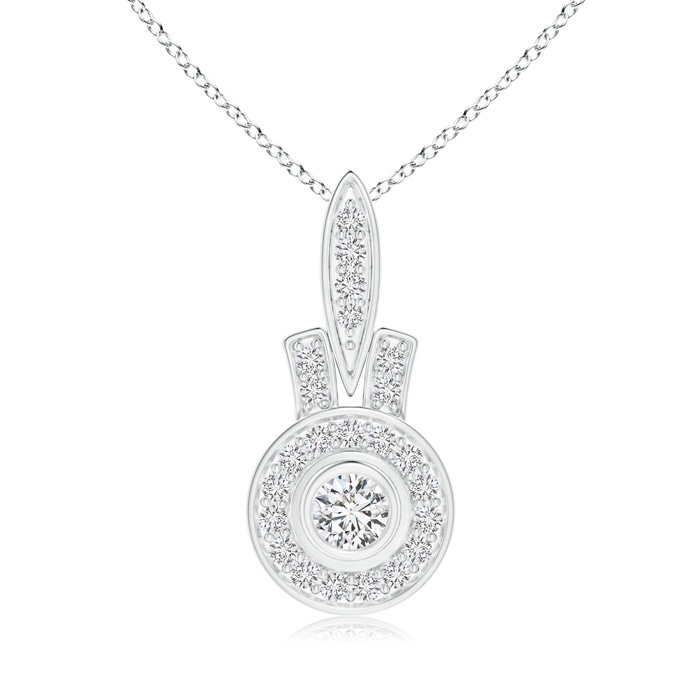 3mm HSI2 Vintage Style Diamond Halo Pendant in White Gold 