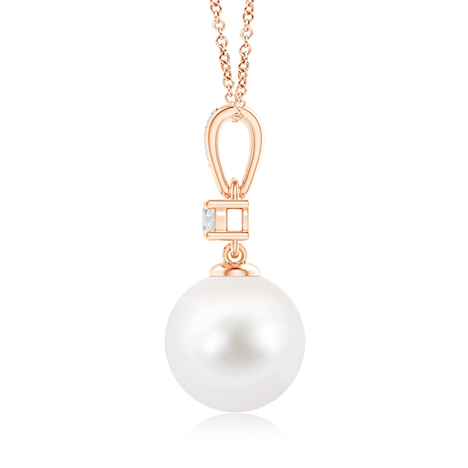 10mm AA Freshwater Pearl Pendant Necklace with Diamonds in Rose Gold product image