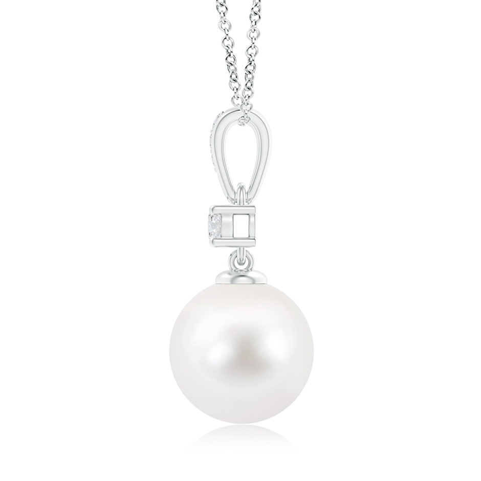 10mm AA Freshwater Pearl Pendant Necklace with Diamonds in S999 Silver product image