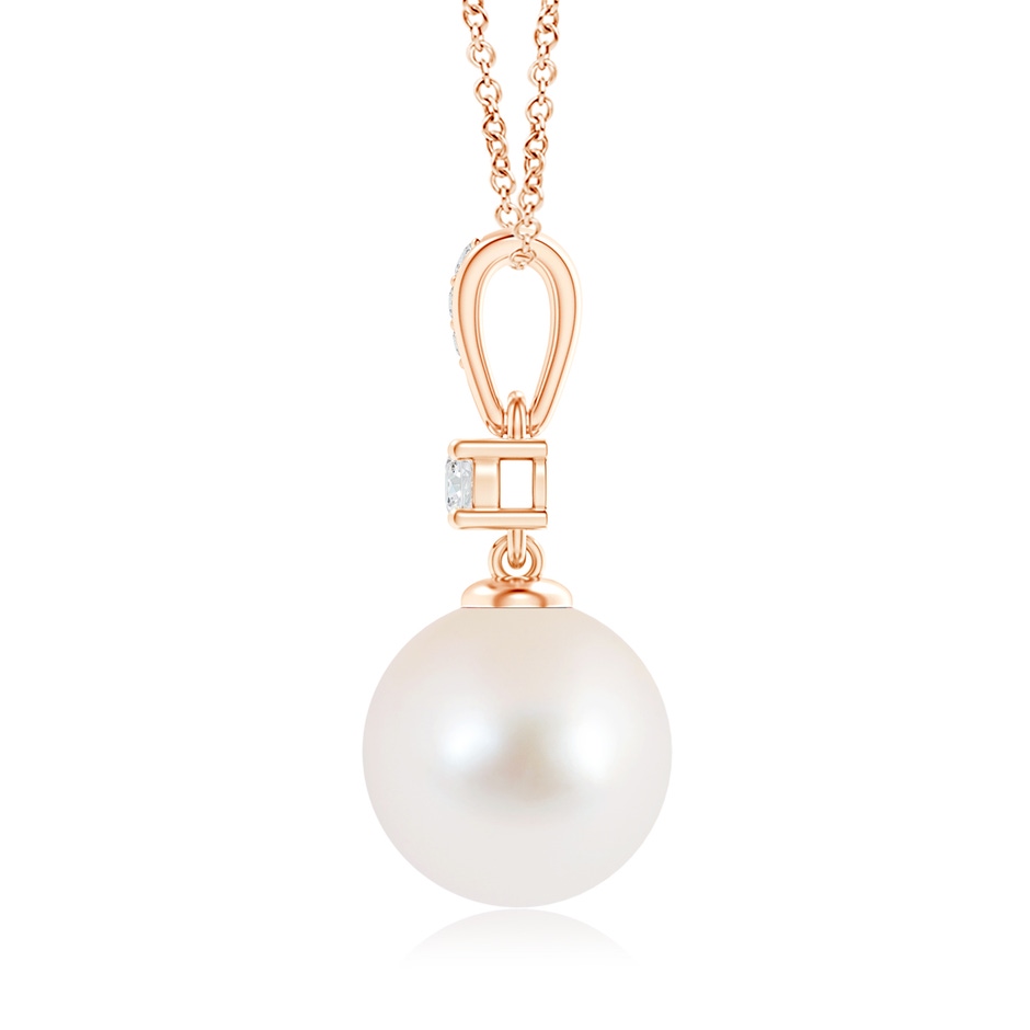 10mm AAA Freshwater Pearl Pendant Necklace with Diamonds in Rose Gold product image