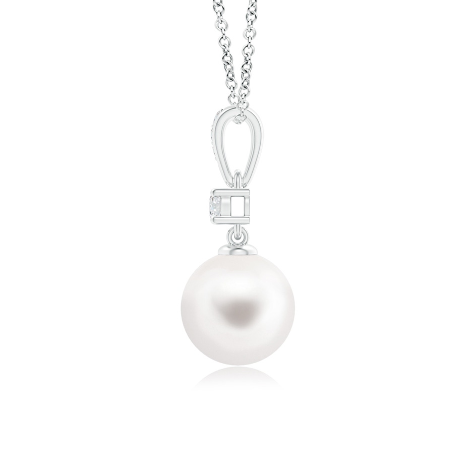 8mm AA Freshwater Pearl Pendant Necklace with Diamonds in White Gold product image