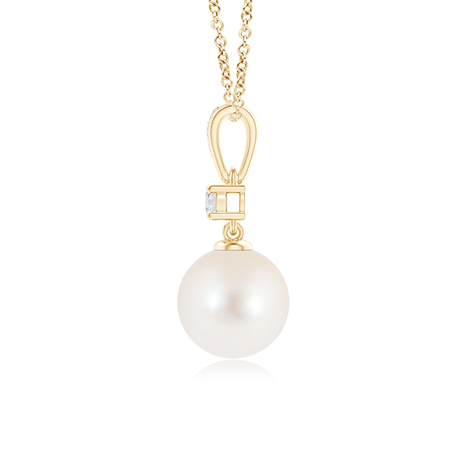 8mm AAA Freshwater Pearl Pendant Necklace with Diamonds in Yellow Gold product image