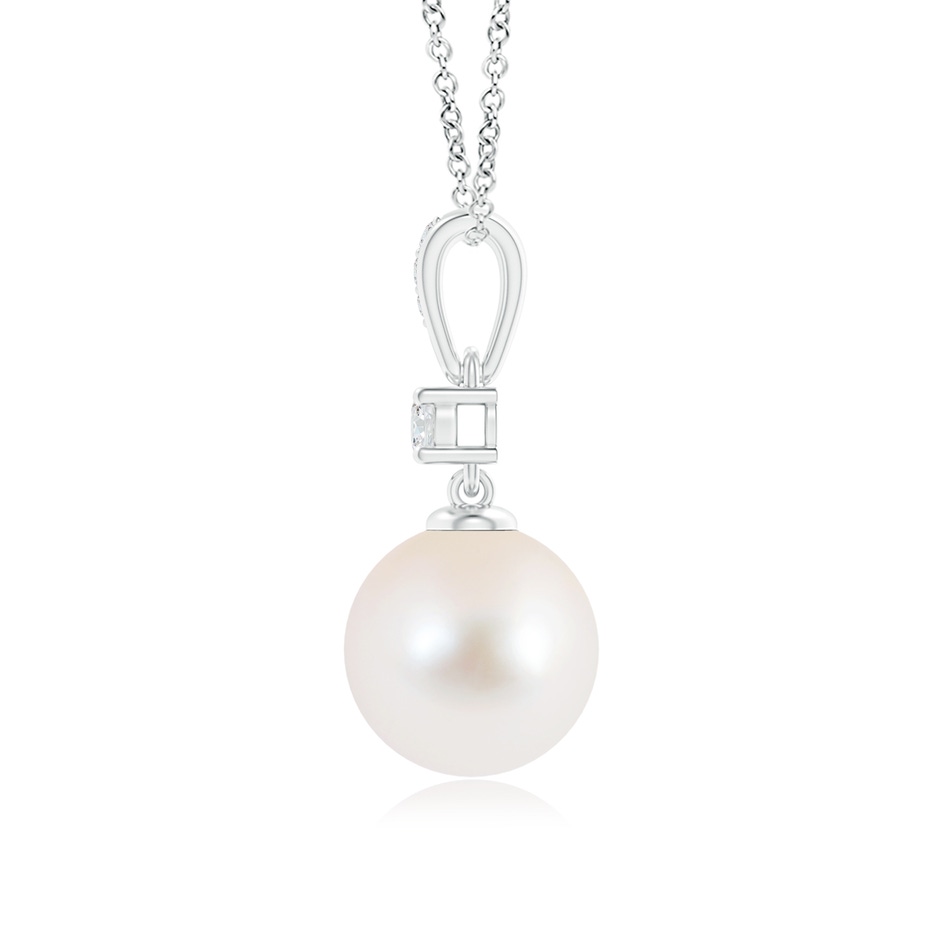 9mm AAA Freshwater Pearl Pendant Necklace with Diamonds in White Gold product image