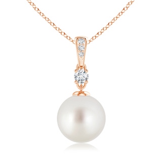 10mm AAA South Sea Pearl Pendant Necklace with Diamonds in Rose Gold