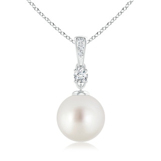 10mm AAA South Sea Pearl Pendant Necklace with Diamonds in S999 Silver