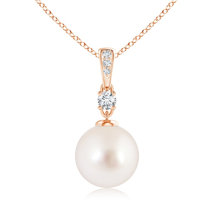 10mm AAAA South Sea Pearl Pendant Necklace with Diamonds in Rose Gold