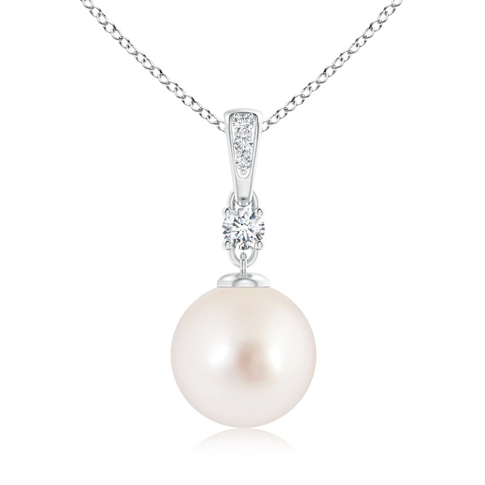 10mm AAAA South Sea Pearl Pendant Necklace with Diamonds in White Gold 