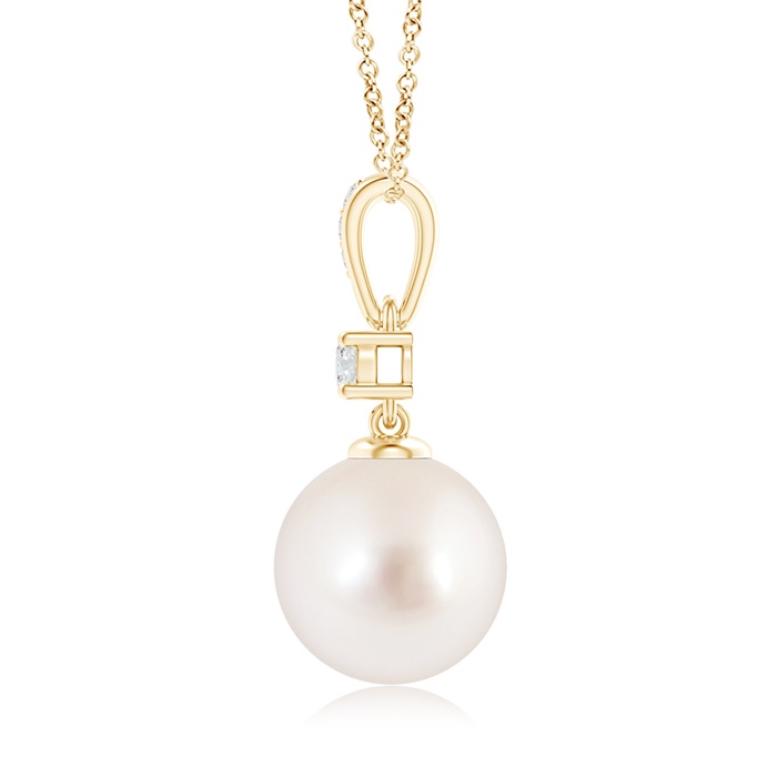 10mm AAAA South Sea Pearl Pendant Necklace with Diamonds in Yellow Gold product image