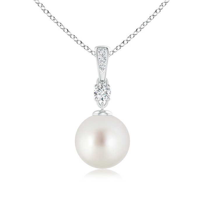 9mm AAA South Sea Pearl Pendant Necklace with Diamonds in S999 Silver 