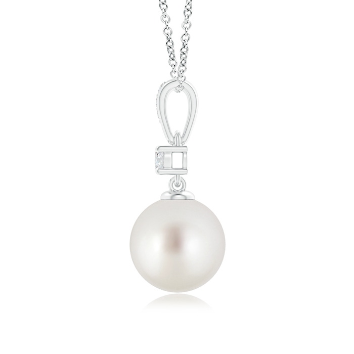 9mm AAA South Sea Pearl Pendant Necklace with Diamonds in S999 Silver product image