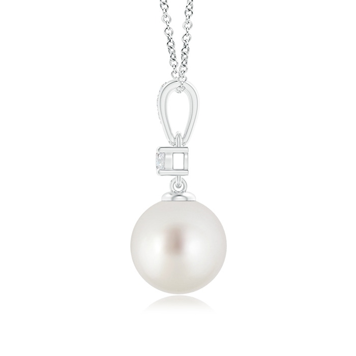 9mm AAA South Sea Pearl Pendant Necklace with Diamonds in White Gold product image