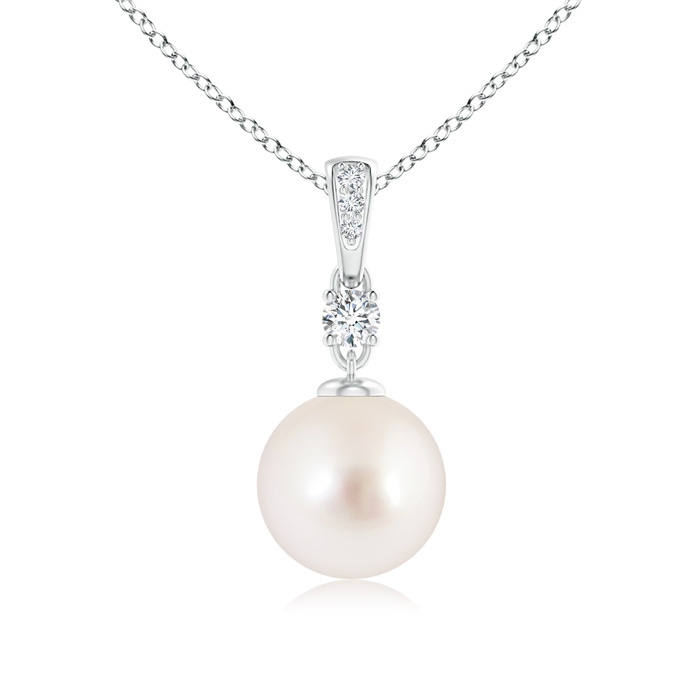 9mm AAAA South Sea Pearl Pendant Necklace with Diamonds in White Gold