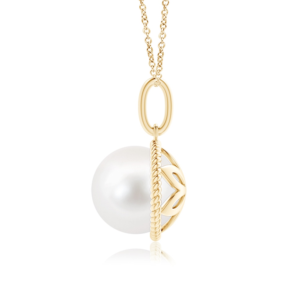 10mm AA Solitaire Freshwater Pearl Pendant with Twisted Rope in Yellow Gold product image