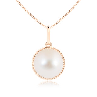 10mm AAA Solitaire Freshwater Pearl Pendant with Twisted Rope in Rose Gold