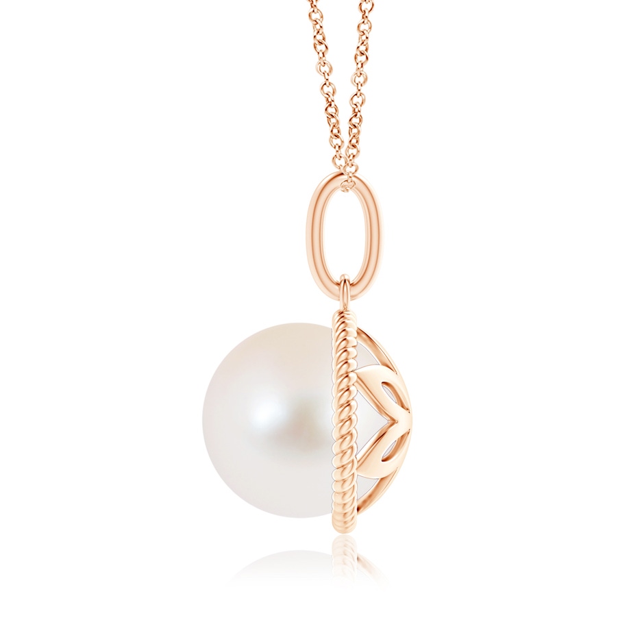 10mm AAA Solitaire Freshwater Pearl Pendant with Twisted Rope in Rose Gold product image